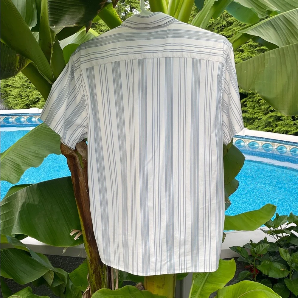 Abercrombie & Fitch Men's Blue and White Striped Shirt - Picture 3 of 8